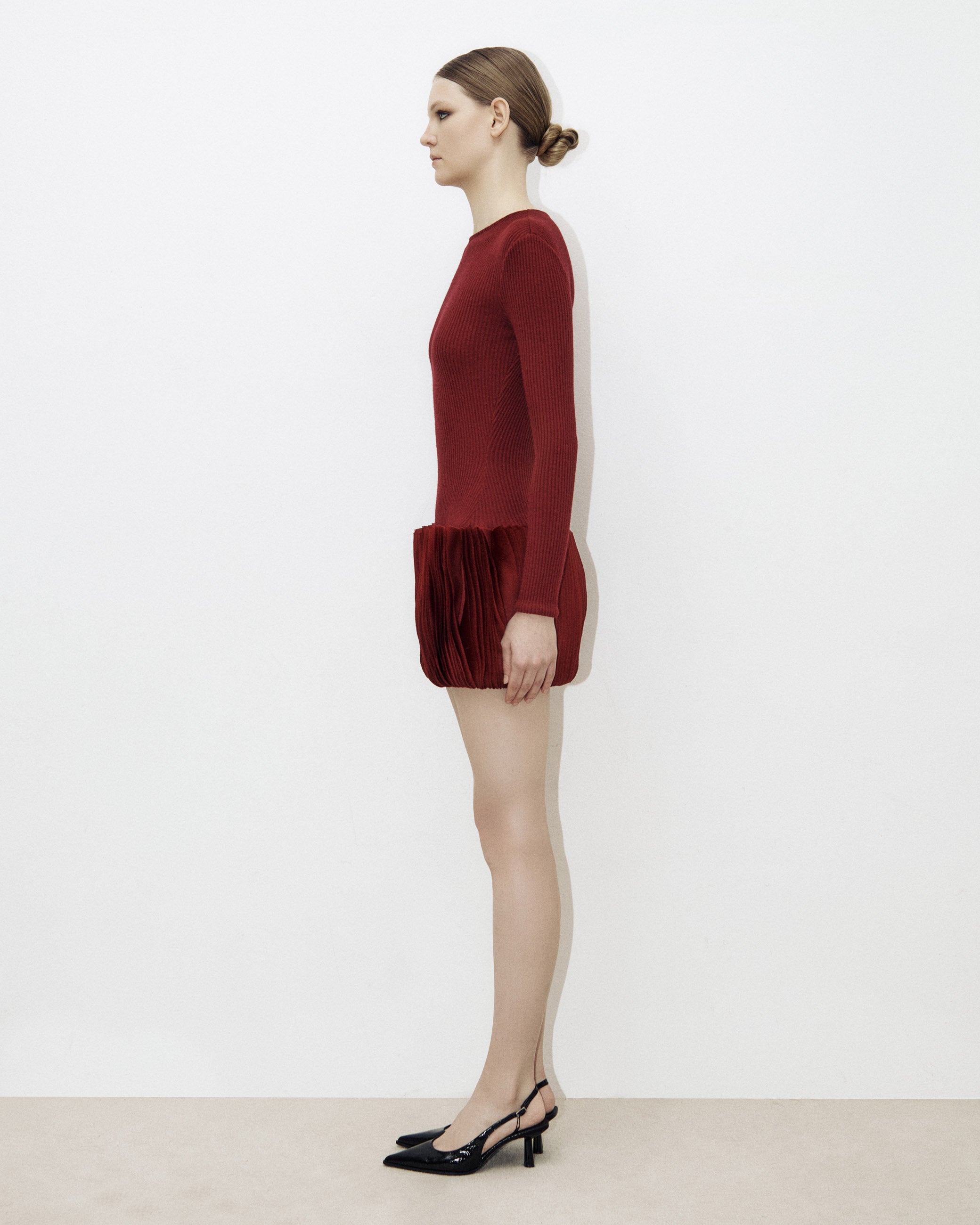 Jersey and Organza Mille-Feuille Dress