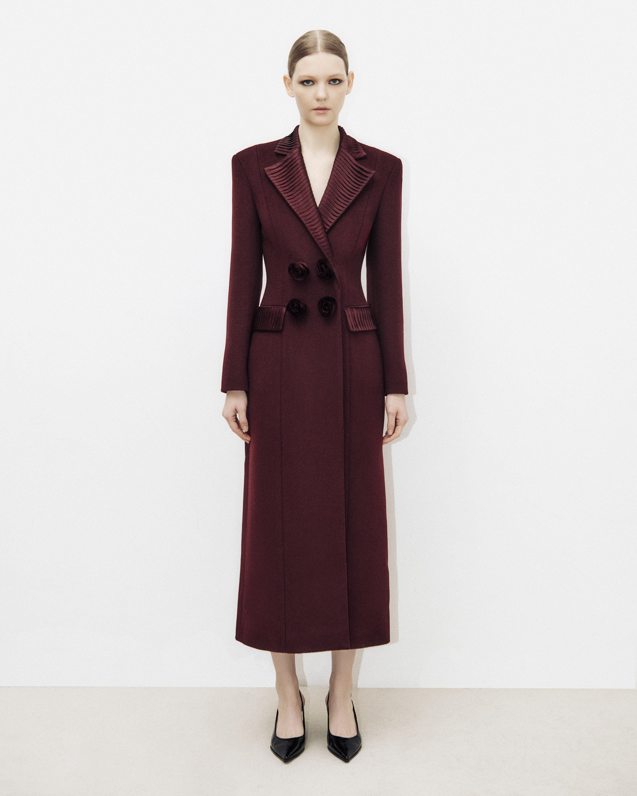Wool Coat with Mille-Feuille Collar