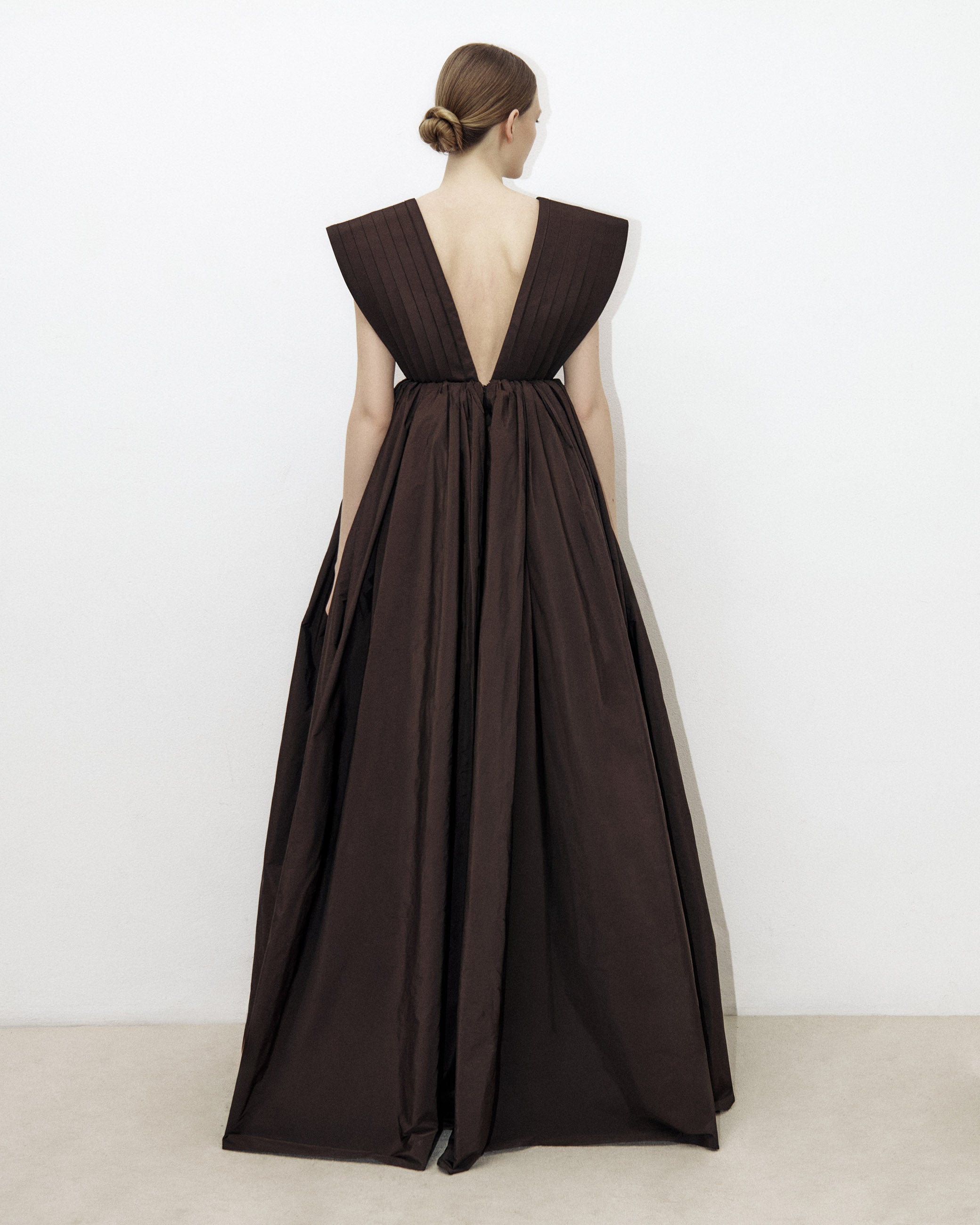 Soft Sculpture Long Dress with Mille-Feuille Bow