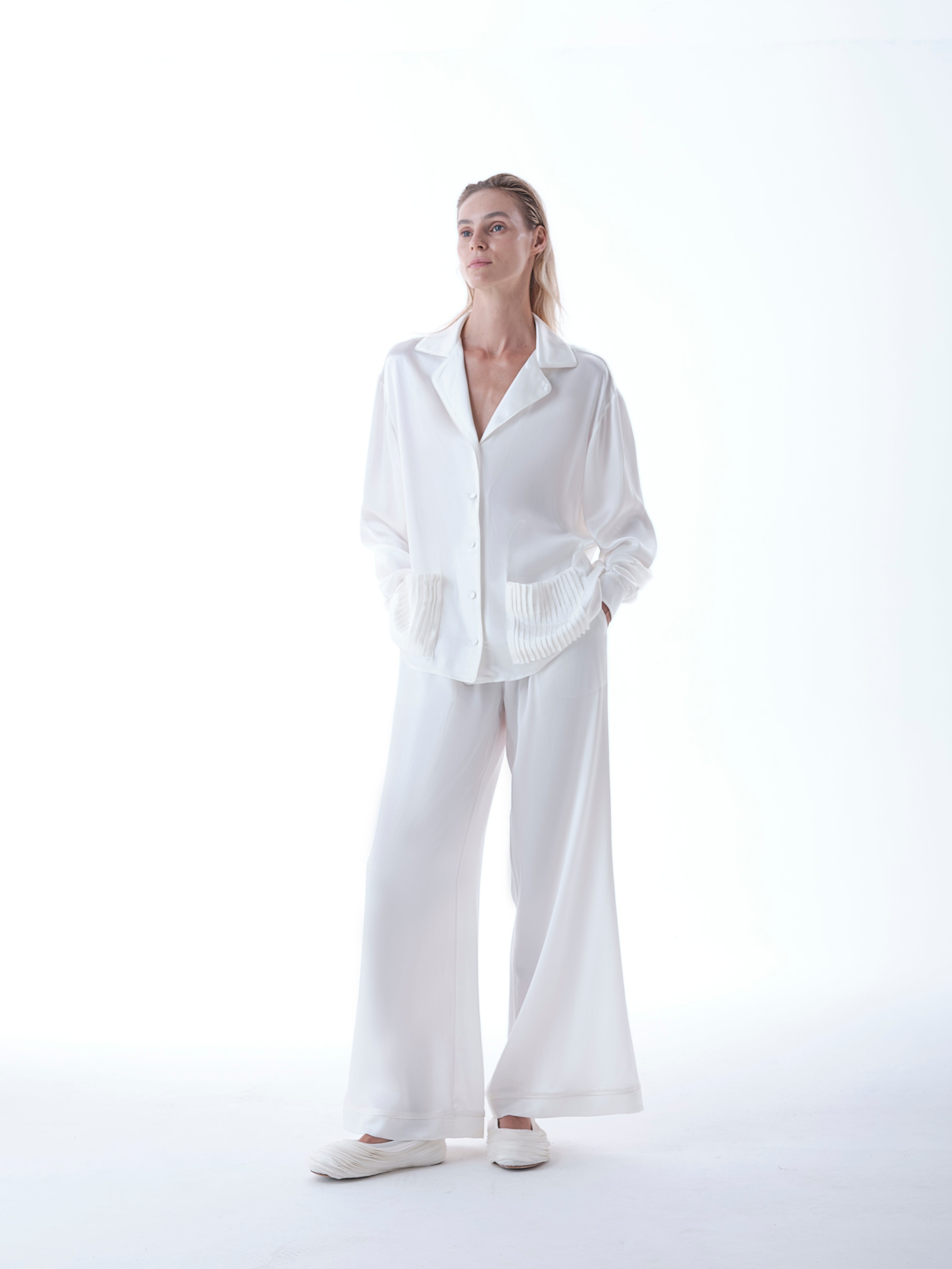 Satin Pyjama Inspired Shirt and Pants Set