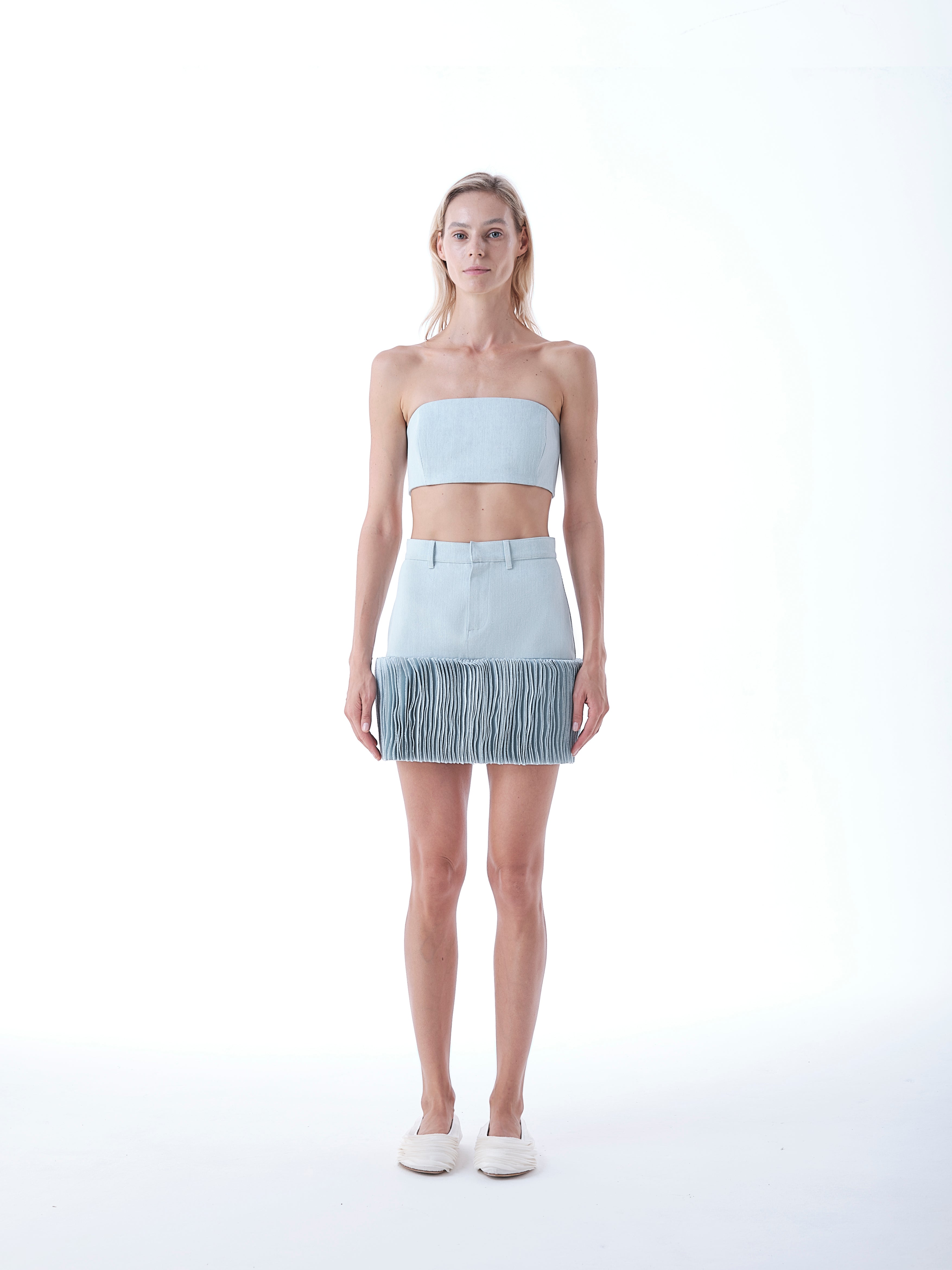 Denim Bustier Top and Skirt Set