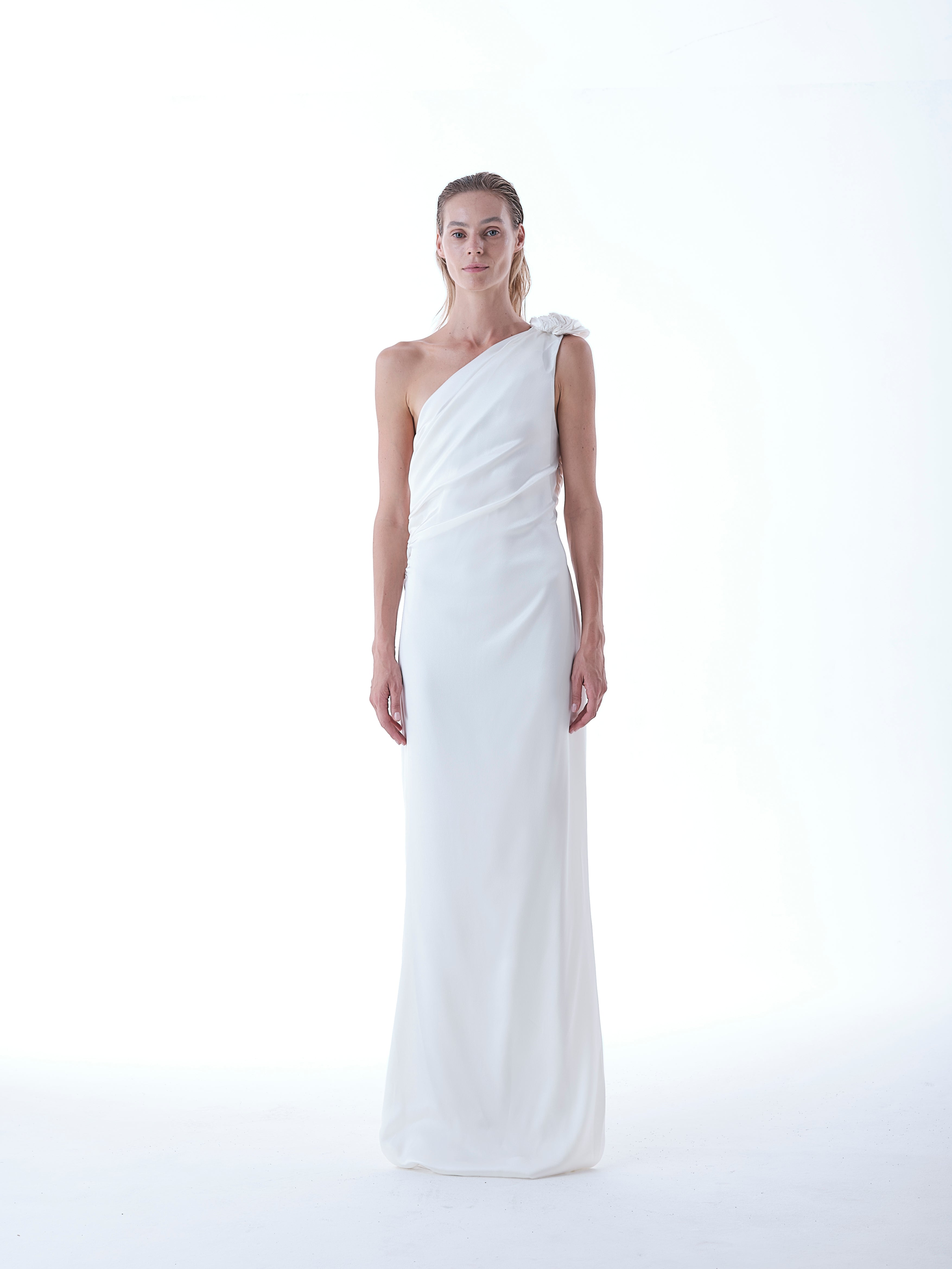 Satin One-shoulder Dress