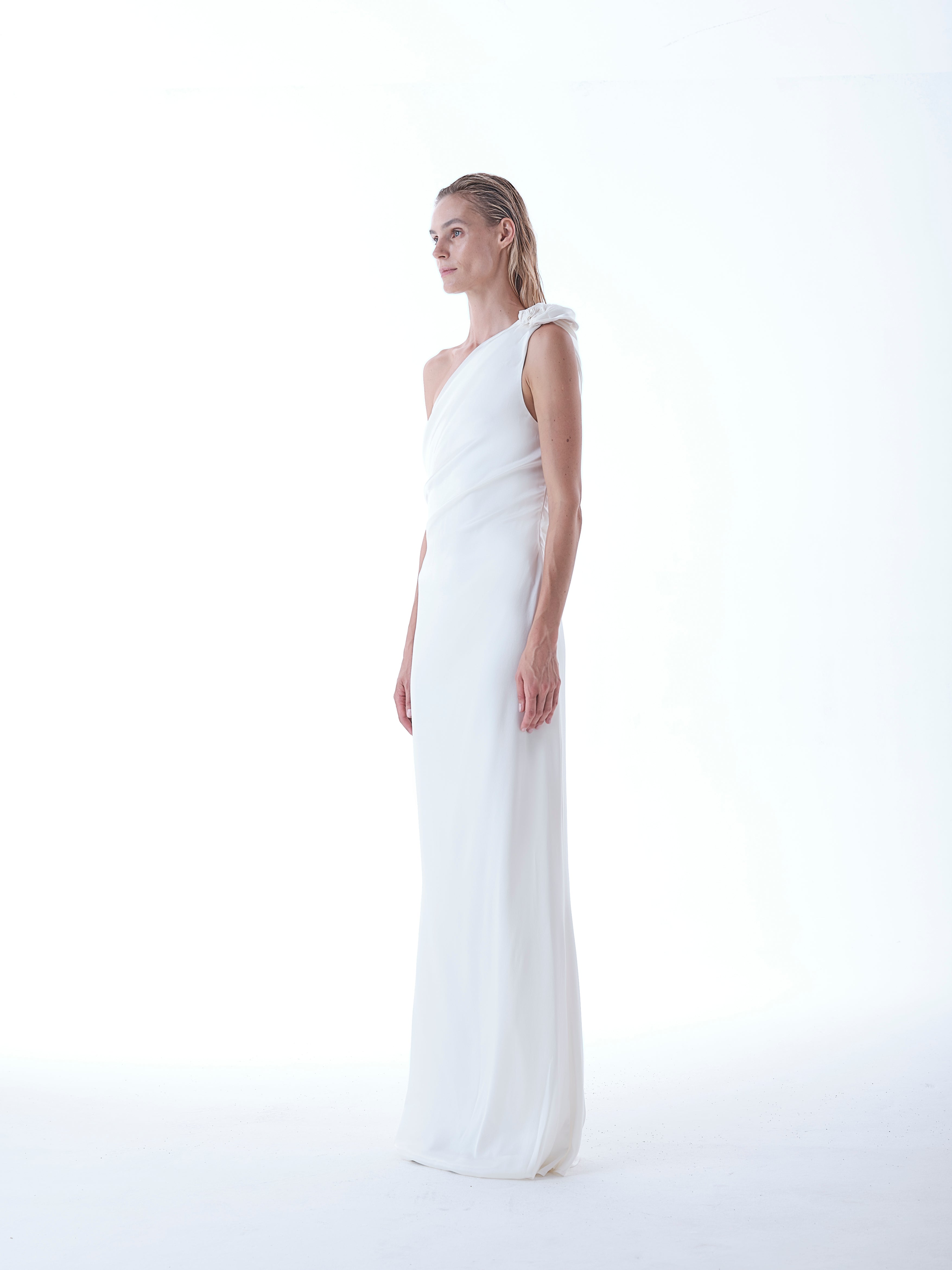 Satin One-shoulder Dress