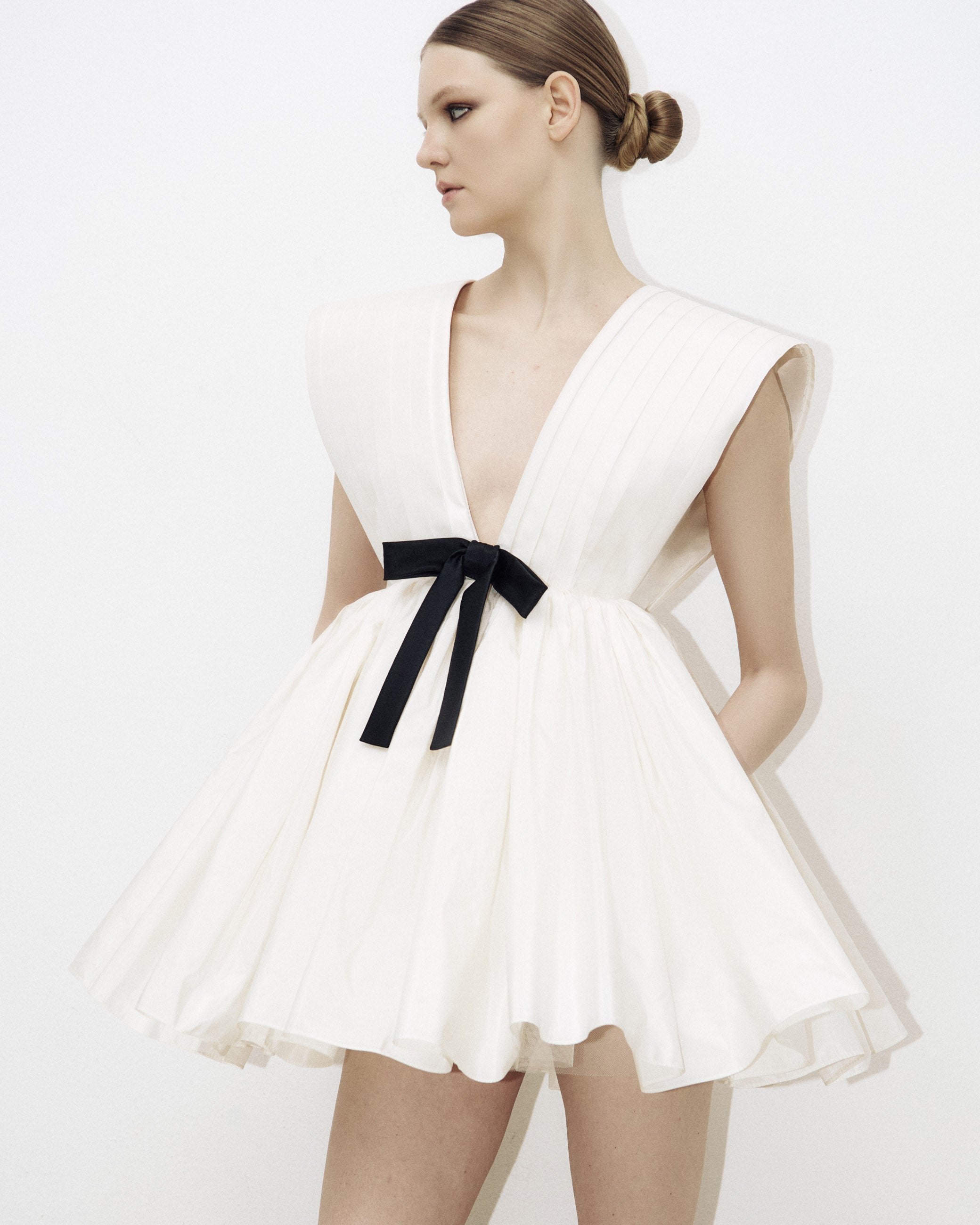 Soft Sculpture Dress with Mille-Feuille Bow