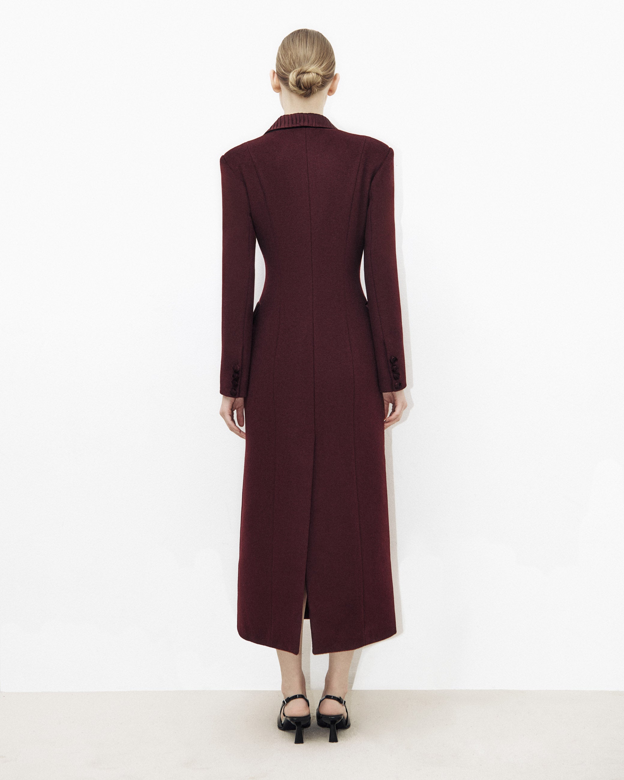 Wool Coat with Mille-Feuille Collar